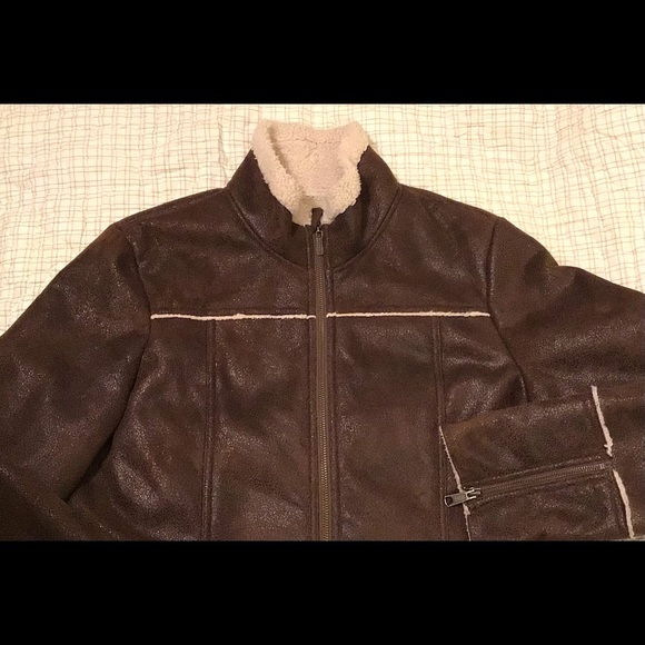 Women’s pre-loved PRANA brown vegan faux-leather full zip jacket/ size XL - Picture 2 of 7